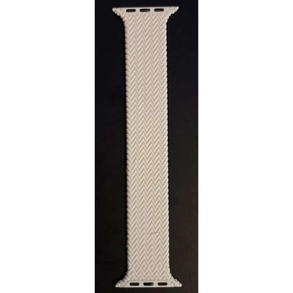 NEW White Woven Solo Loop Silicone Stretch Band for Apple Watch 42/44/45mm 5.5